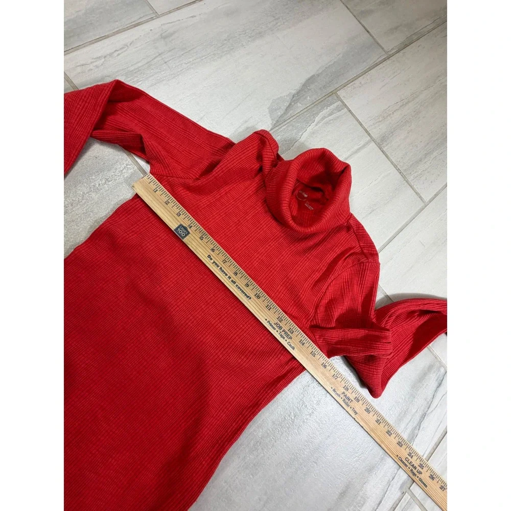 Aerie Womens Red Ribbed Knit Long Sleeve Turtleneck Top Size Large